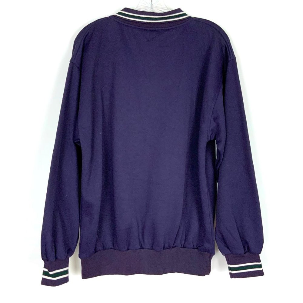 Vintage 90s Christian Dior Monsieur Quarter Button Navy Sporty Sweatshirt Sz L - Picture 8 of 16